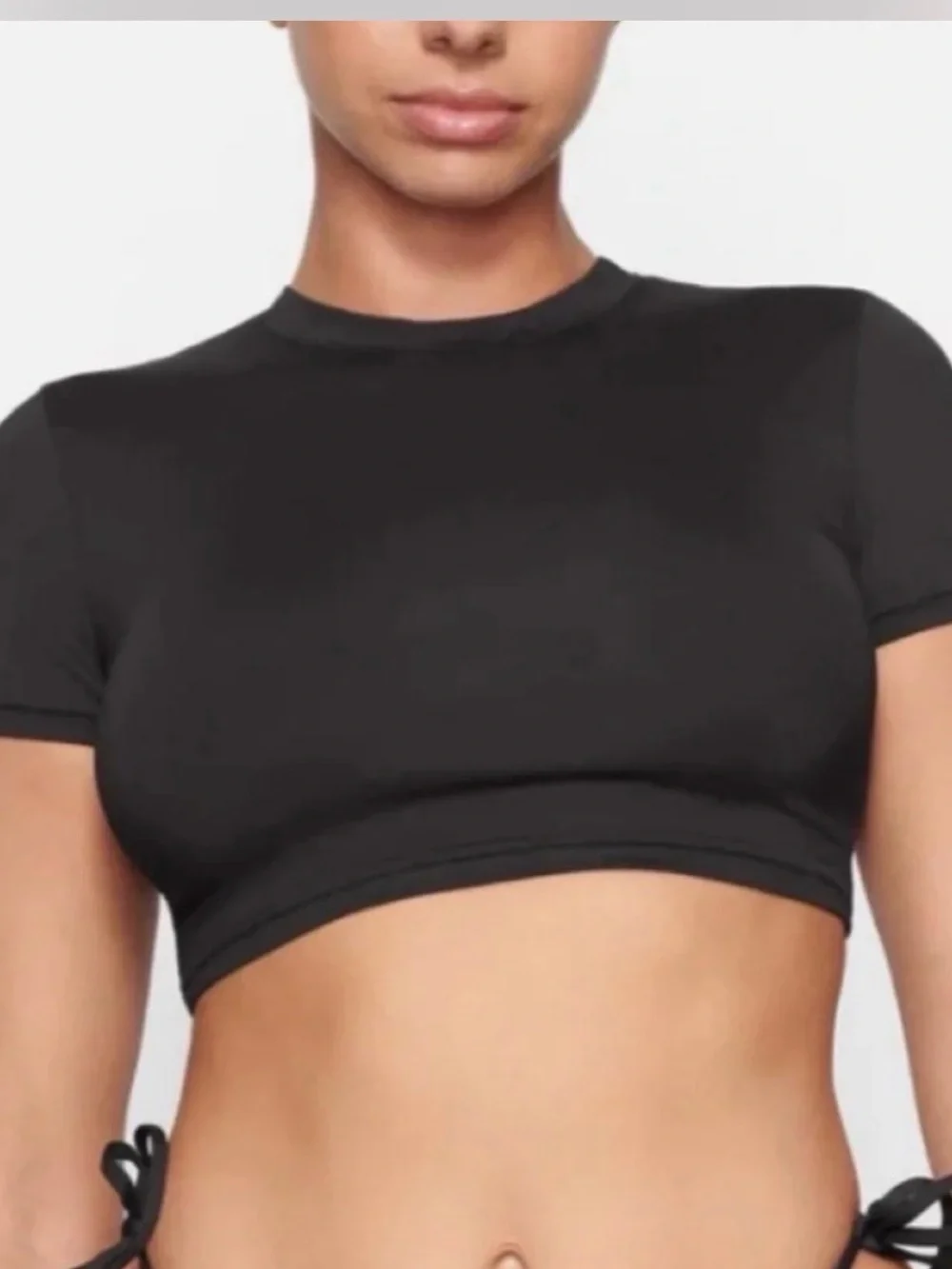 SKIMS Black 3-Piece Bikini Set with Crop Top NWOT
